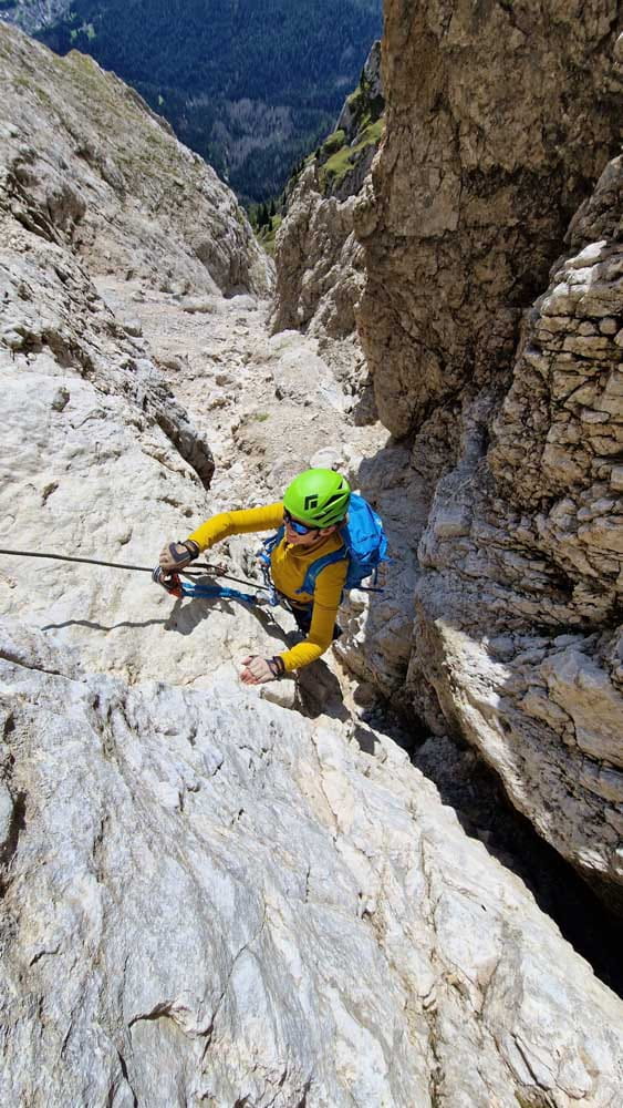 Wspinaczka na via ferracie - w drodze na Paolin Piccolin