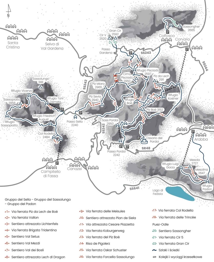 mapka Gruppo del Sella e del Sassolungo