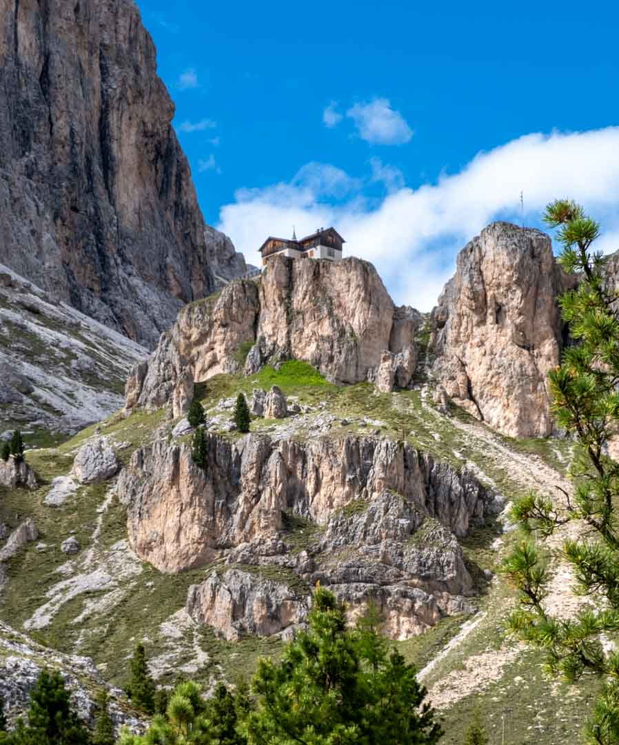 Rifugio Paul Preuss - Catinaccio-Rosengarten-widok z trasypodejscia